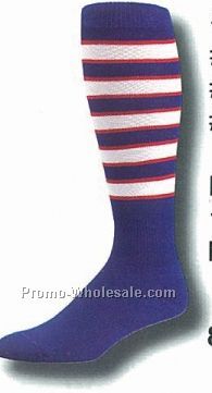 Repeat Stripe Pattern Heel & Toe Football Socks (10-13 Large)