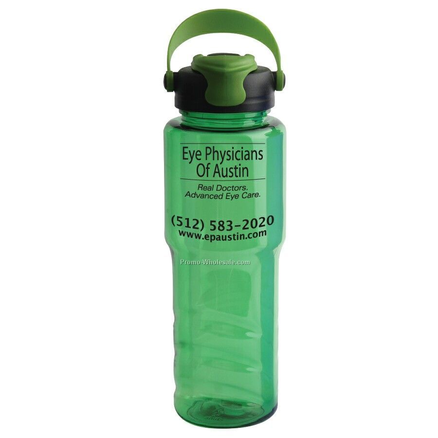 Shatter Proof Petg 32 Oz. Wave Bottle With Plastic Strap