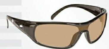 Single Lens Sport Style Safety Glasses W/Brown Lens & Black Frame