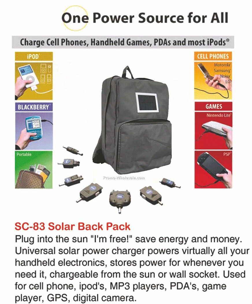Solar Backpack, Powers Cell Phones, Mp3 Players