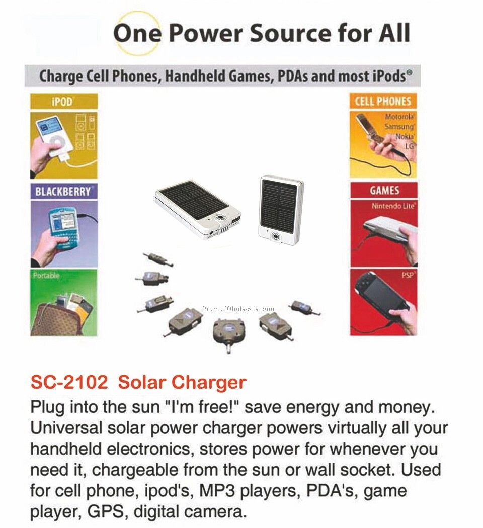 Solar Power Charger, Powers Cell Phones, Mp3 Players