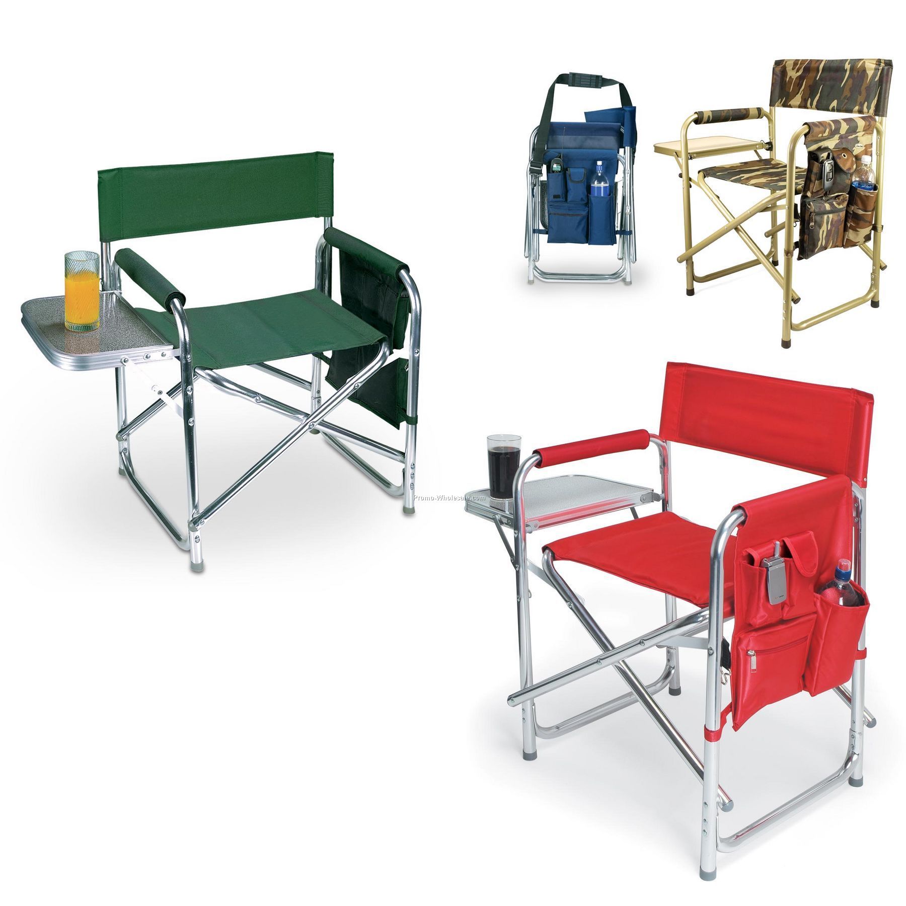 Sports Folding Chair With Fold Out Side Table
