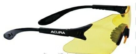 Styling Single Piece Lens Safety Glasses W/Amber Lens & Black Frame