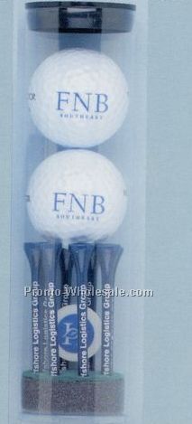 Top Flite Golf Ball Tube W/ 2 Balls, 8 2-1/8" Tees And 1 Marker