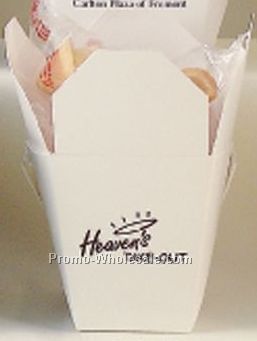 White Carry Out 1 Pint Container W/ 4 Fortune Cookies