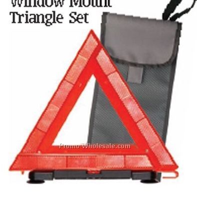 Window Mount Reflective Roadside Triangle Set W/ Mesh Bag