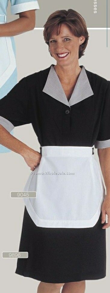 Women's Solid Black Housekeeping Dress (D-e)