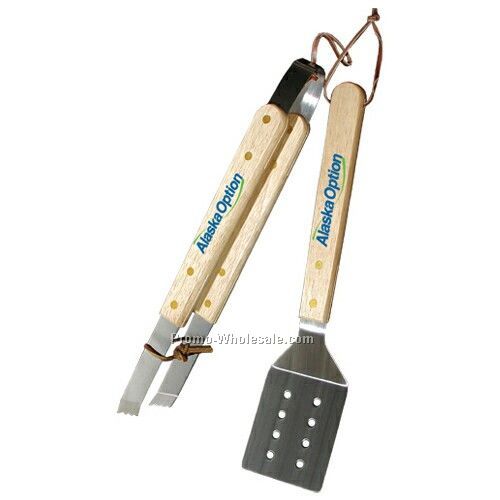 Wood Handle Bbq 2 Piece Set