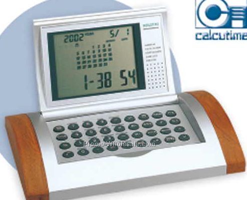Wood World Time Calculator Alarm Clock W/ Currency Converter