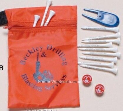 Zipper Golf Pouch W/ 12 Golf Tees, 2 Markers, 1 Divot Tool