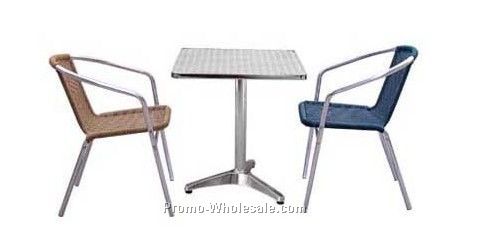 Aluminum frame table and rattan chair set
