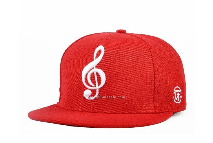 Red snapback with music symbol