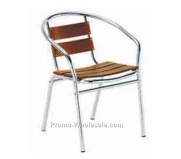 Wood chair witth aluminum frame, plank chair
