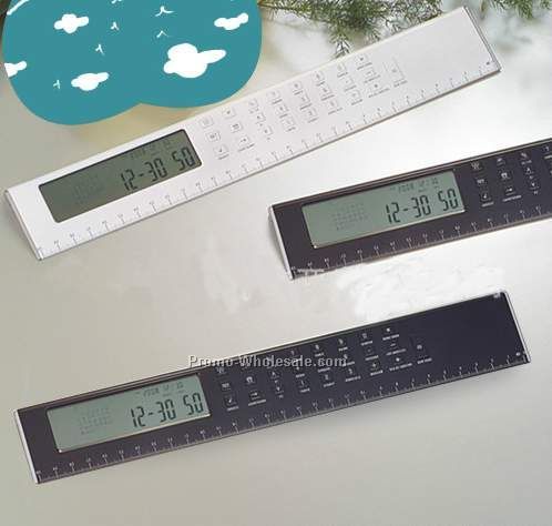 Executive Ruler/ Clock/ Calendar/ Calculator - 12"x2"
