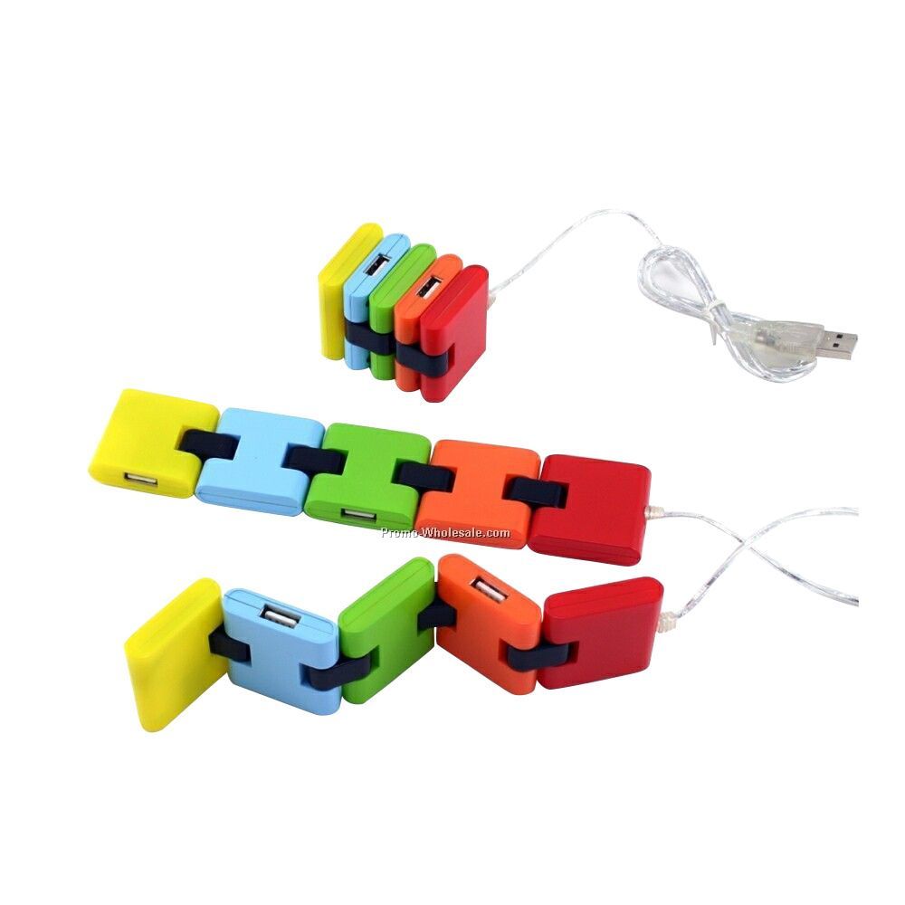 Flexible 4 Port USB Hub W/ 5-color Panels