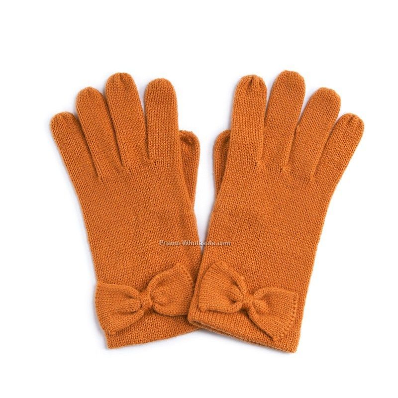 Warm bow decoration gloves