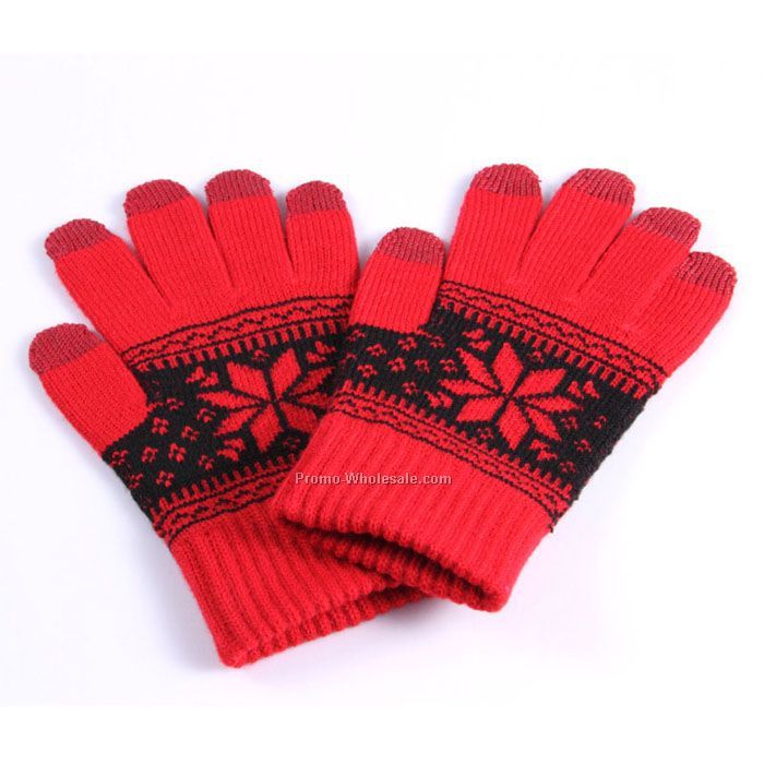 Red black Diamond pattern ipad touch gloves