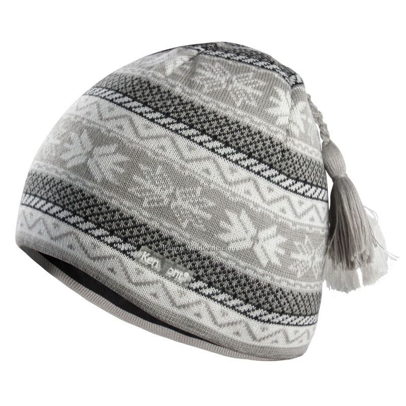 Jarquard Grey snowflake beanie