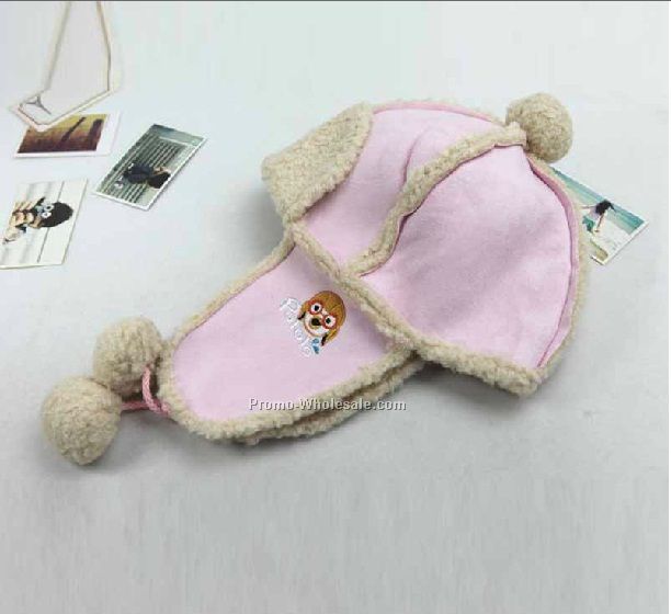 Pink cute baby earflap hat