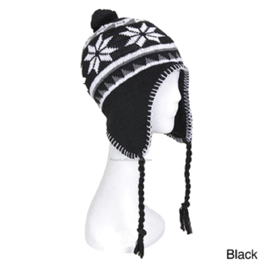 Snowflake earflap knitting hat