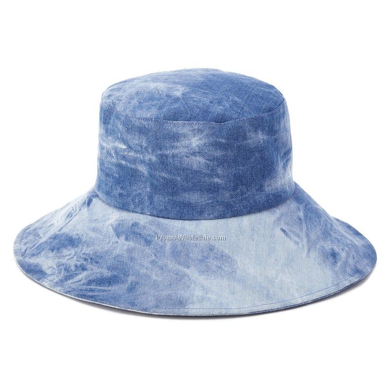 Tie-dyed Denim big brim bucket