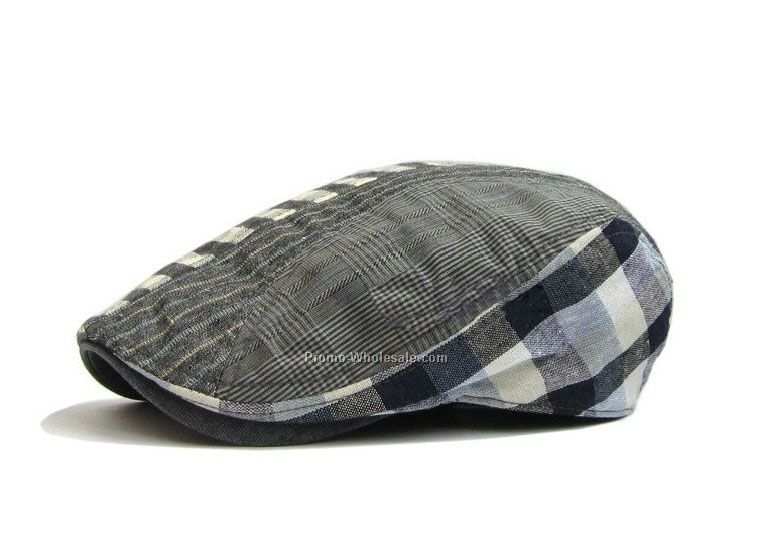 Check stripped casual beret