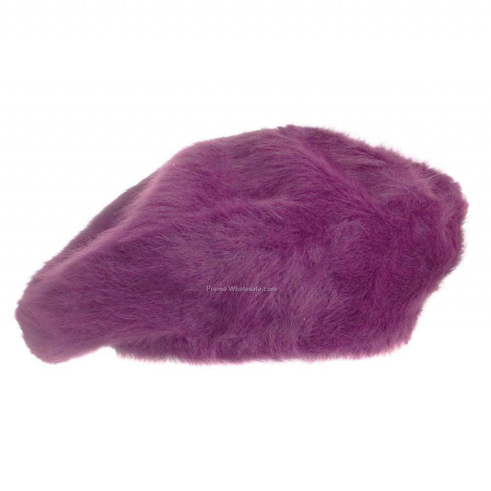 sur la tete Angora Bardot Beret - Aubergine