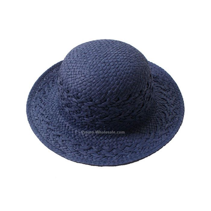 Navy blue natural straw hat