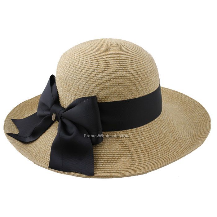 Lady straw hat with black bow