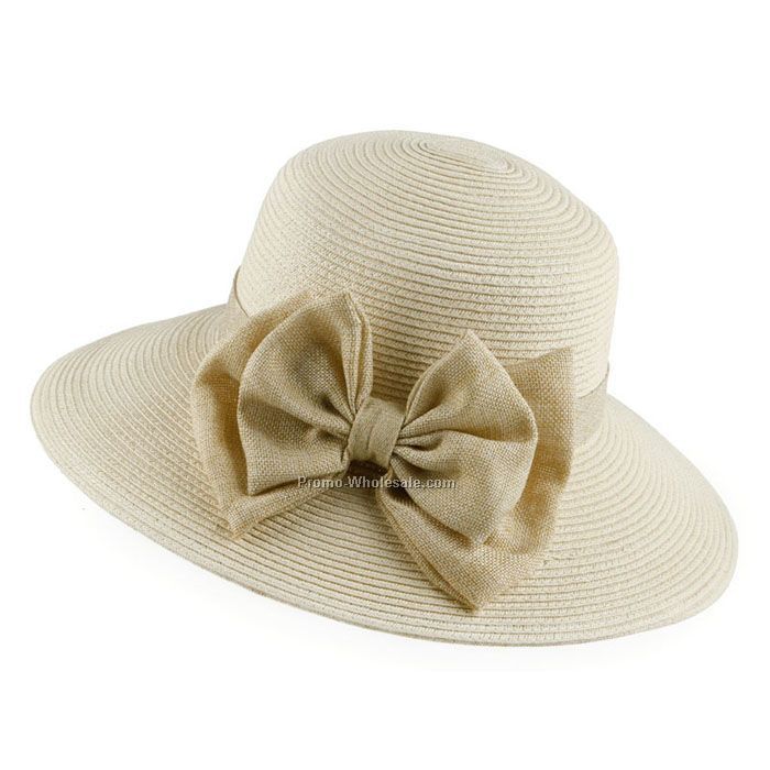 Lady elegant bow straw hat