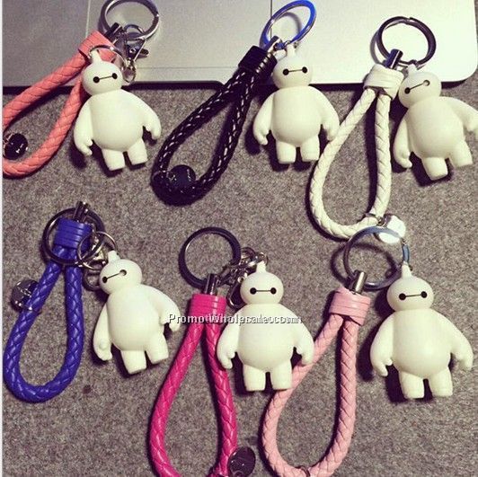 LED keychain, hot selling baymax keychain, OEM logo keychain