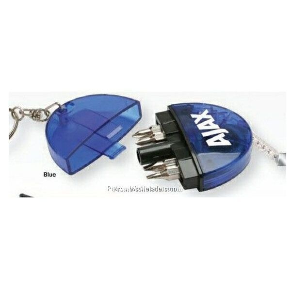 Multi-function Keychain Tape Measure W/ LED Light & 4 Screwdriver Bits