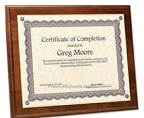 Simulated Walnut Certificate Holder W/ Plexiglass Overlay - 10-1/2"x13"