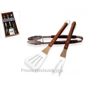 Wood Handle Bbq Set