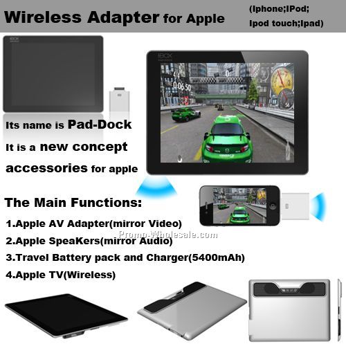 Wireless multi-function adapter for Apple, dock for Iphone