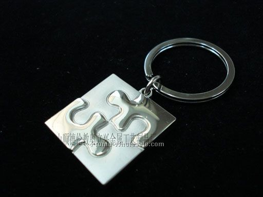 Jigsaw Split Ring Key Holder With Jigsaw Puzzle Charm