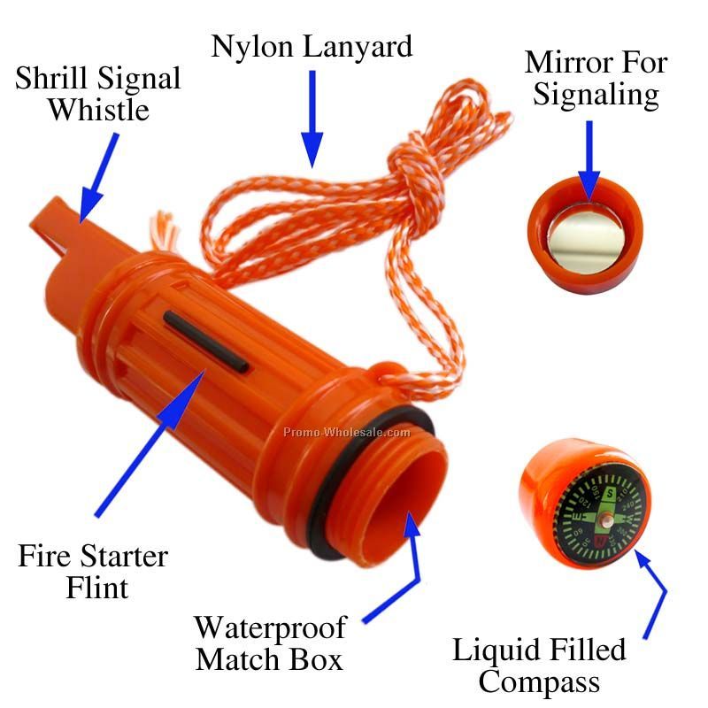 Survival Tube Whistle With Compass