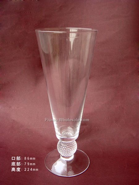 Crystal Pilsner Beer Glass W/ Golf Ball Bottom (Deep Etch)