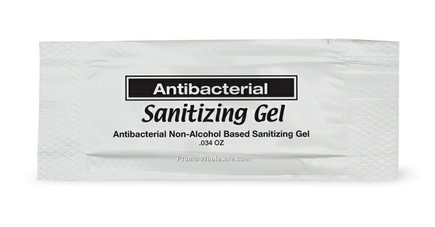 .034 Antibacterial Non Alcohol Gel Mini Packette - Stock Imprint