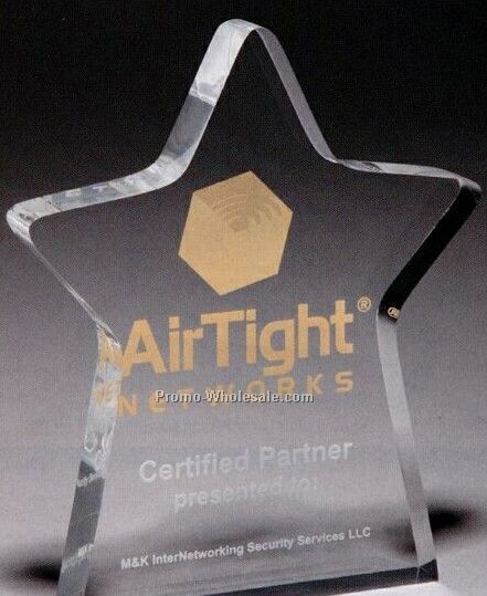 1" Thick Clear Acrylic Standing Star Award (Laser Engraved)