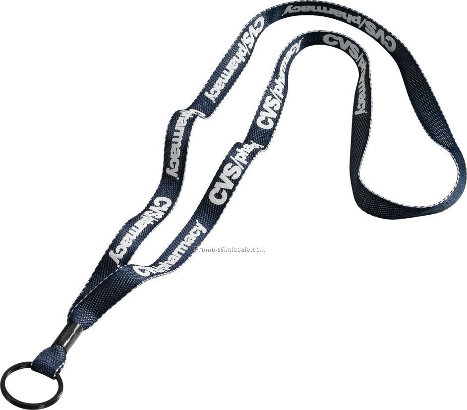 1/2" Denim-like Lanyard With Metal Crimp & Rubber O-ring