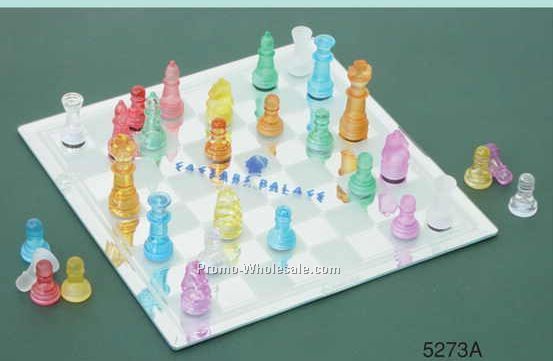 10" Color Glass Chess Set (Sandblast)