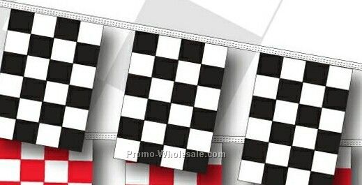 100' 8 Mil Rectangle Checkered Race Track Pennant - Black/ White
