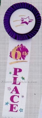 11" Multi-color Stock Rosette Ribbon With String Back - 6th Place