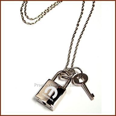 11/16"x1-1/4" Lock W/1" Key On A 26" Link Chain W/Laser Engraving