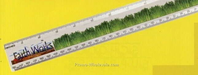 12" Beveled Plastic Ruler - Full Color Digital