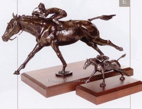 13-1/4" Seabiscuit Finish Line Sculpture (Jockey On Horse)