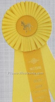 14-1/2" Custom Rosette Ribbon With Triple 2"x12" Streamer & 5-1/4" Head