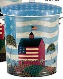 15-1/2"x16-1/2" 10 Gallon Decorative Round Tin - The American Farm