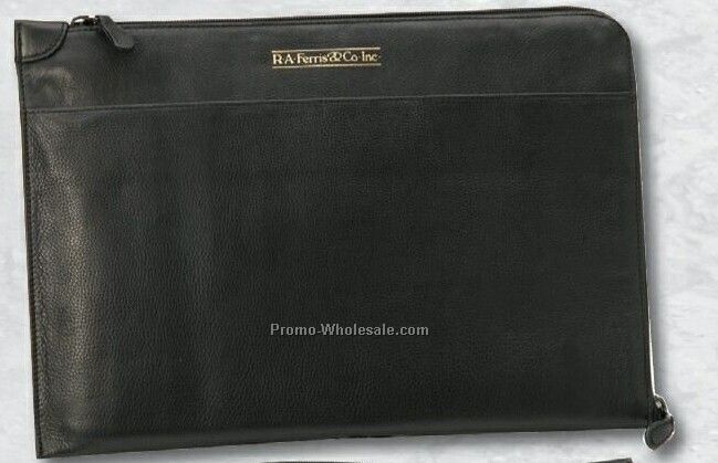 15-3/8"x10-3/4" Leather Slim Zip Around Briefcase